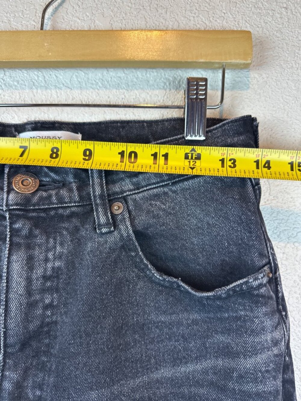 MOUSSY Black Wash Straight Leg Jeans Size 26 Made in Japan Denim Minimalist - Picture 10 of 12